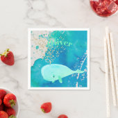Baby shower walvis — Blauw — persoonlijk Servet (Insitu)