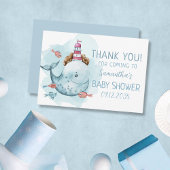 Baby shower walvisjongen bedankkaart