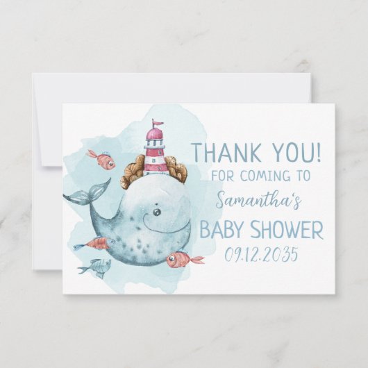 Baby shower walvisjongen bedankkaart (Voorkant)