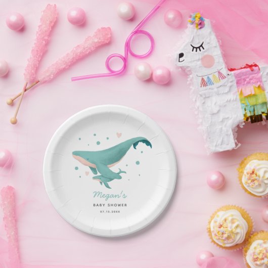 Baby shower walvisjongen papieren bordje (Feest)