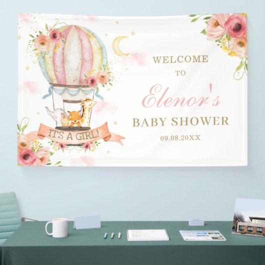 Baby shower warm luchtballon spandoek (Beurs)