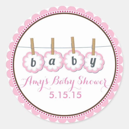 Baby shower wasknijper stickers (Voorkant)