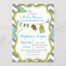 Baby shower waslijn uitnodiging