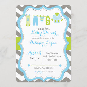 Baby shower waslijn uitnodiging