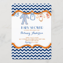 Baby Shower Waslijn Uitnodigingen