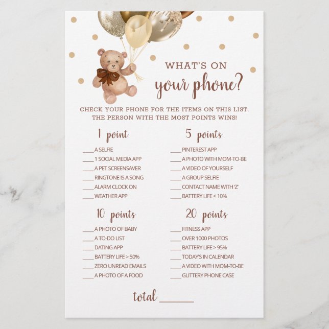 Baby shower Wat is er op je telefoon? (Voorkant)