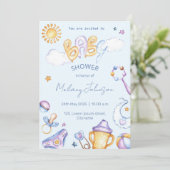 baby shower water kleur uitnodiging (Staand voorkant)