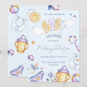 baby shower water kleur uitnodiging (Voorkant / Achterkant)