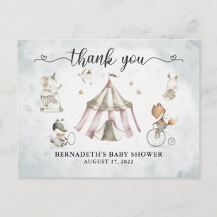 Baby Shower Watercolor Circus Bedankt Briefkaart