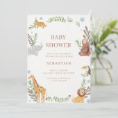 baby shower watercolor forest animals kaart (Staand voorkant)