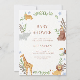 baby shower watercolor forest animals kaart