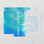 BABY SHOWER Watercolor Tropisch Blauwe Uitnodiging (Voorkant / Achterkant)
