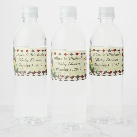 Baby shower waterflesetiket, Alice Wonderland Waterfles Etiket (Flessen)