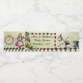 Baby shower waterflesetiket, Alice Wonderland Waterfles Etiket (Enkel label)