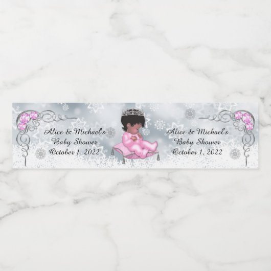 Baby shower waterflesetiketten, Winter Wonderland Waterfles Etiket (Enkel label)