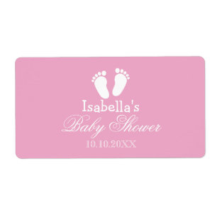 Baby shower waterflesjes sticker met voetafdruk