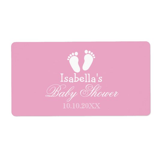 Baby shower waterflesjes sticker met voetafdruk (Voorkant)