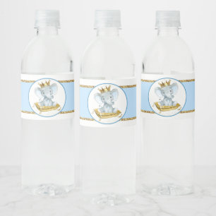 Baby Shower Waterfleslabel voor Prins Olifant Jong Waterfles Etiket