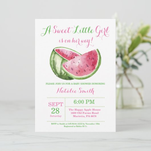 Baby shower watermeloen kaart (Staand voorkant)