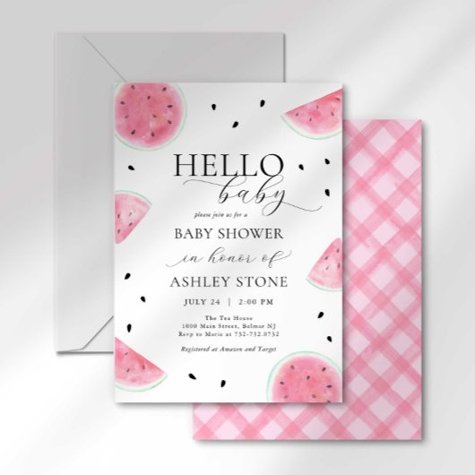 Baby shower watermeloen kaart