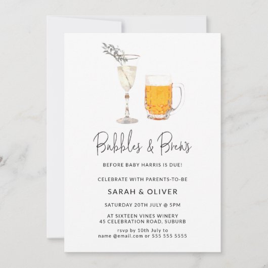 Baby shower waterverf bellen & brouwerijen kaart (Voorkant)