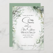 Baby shower- Waterverf Bladzijde Kaart (Voorkant / Achterkant)