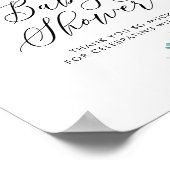 Baby shower waterverf Blauw en Ivory Rozen Poster (Hoek)