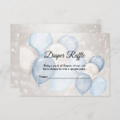 Baby shower Waterverf Blauw Wit Ballons Party Informatiekaartje (Voorkant / Achterkant)