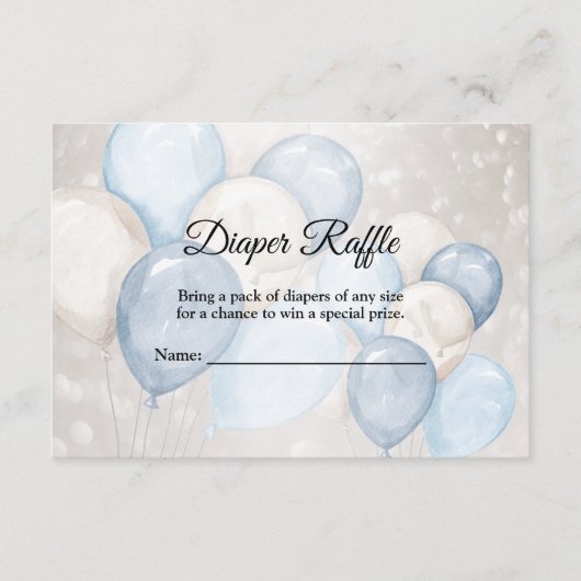 Baby shower Waterverf Blauw Wit Ballons Party Informatiekaartje (Voorkant)