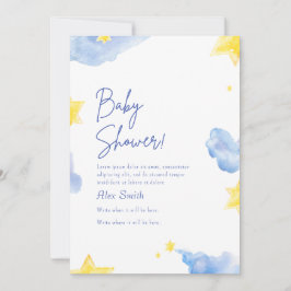 Baby shower waterverf blauwe uitnodiging