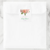 Baby shower Waterverf Bloemen Handgeschreven Sjabl Vierkante Sticker (Tas)