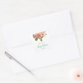 Baby shower Waterverf Bloemen Handgeschreven Sjabl Vierkante Sticker (Envelop)