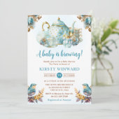 Baby shower waterverf Blueberry Tea Party Kaart (Staand voorkant)