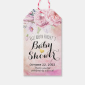 Baby shower Waterverf Bohemibloemen en veren Cadeaulabel (Voorkant)