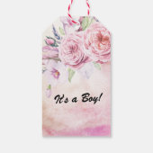 Baby shower Waterverf Bohemibloemen en veren Cadeaulabel (Achterkant)