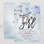 Baby shower Waterverf Bohemibloemen en veren Kaart (Voorkant / Achterkant)