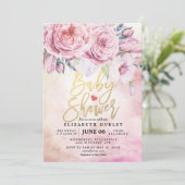 Baby shower Waterverf Bohemibloemen en veren Kaart (Staand voorkant)