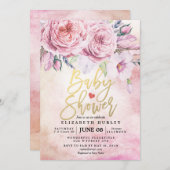 Baby shower Waterverf Bohemibloemen en veren Kaart (Voorkant / Achterkant)