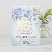 Baby shower Waterverf Bohemibloemen en veren Kaart (Staand voorkant)