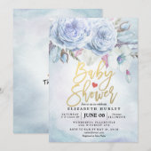 Baby shower Waterverf Bohemibloemen en veren Kaart (Voorkant / Achterkant)