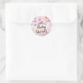 Baby shower Waterverf Bohemibloemen en veren Ronde Sticker (Tas)