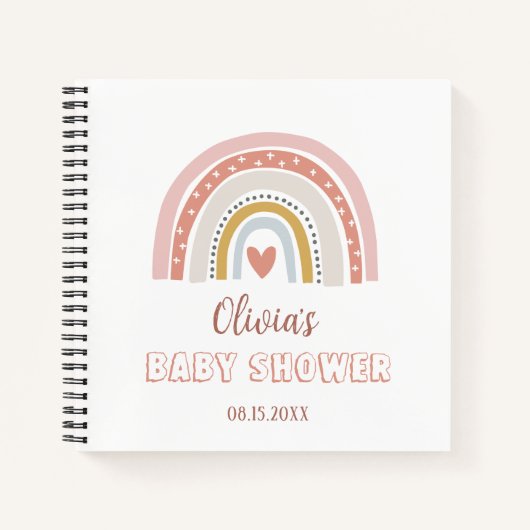 Baby shower Waterverf Boho Rainbow Notitieboek (Voorkant)