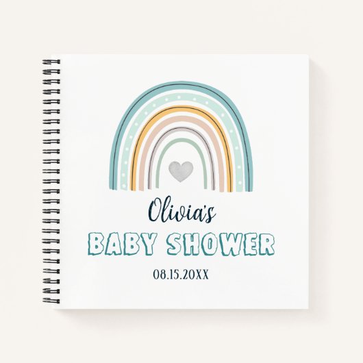 Baby shower Waterverf Boho Rainbow Notitieboek (Voorkant)
