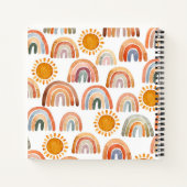 Baby shower Waterverf Boho Regenboog en Sunshine Notitieboek (Achterkant)