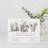 Baby shower Waterverf bosbos Beer Kaart (Staand voorkant)