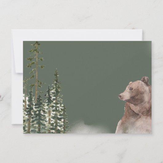 Baby shower Waterverf bosbos Beer Kaart (Achterkant)