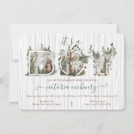 Baby shower Waterverf bosbos Beer Kaart