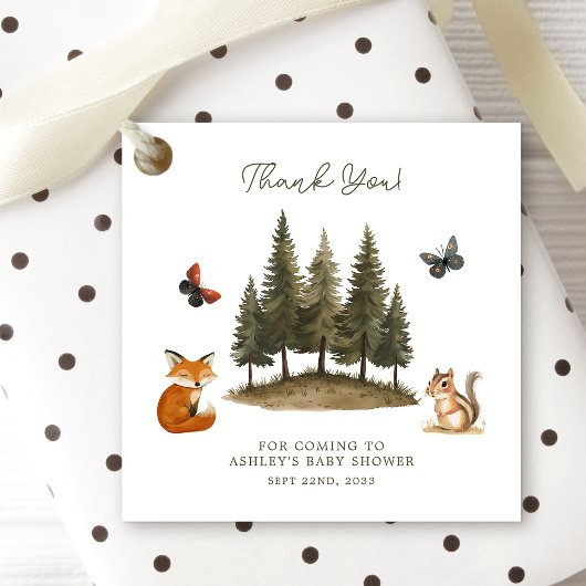 Baby shower Waterverf bossen bosdieren Bedankjes Labels