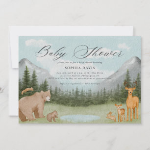 Baby shower Waterverf bossen bosdieren Kaart