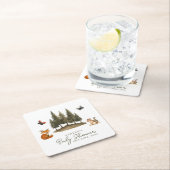 Baby shower Waterverf bossen bosdieren Kartonnen Onderzetters (Insitu)